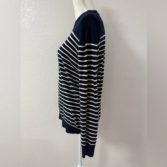 ZARA Navy and White Striped Women's Sweater zs XL - Picture 3 of 7